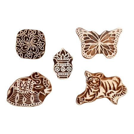 Set of 5 Piece New Mix Wooden Printing Block